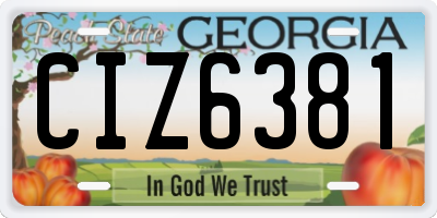 GA license plate CIZ6381