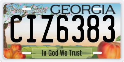 GA license plate CIZ6383