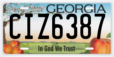 GA license plate CIZ6387