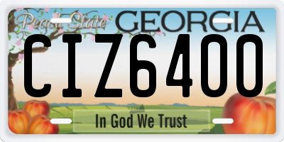 GA license plate CIZ6400