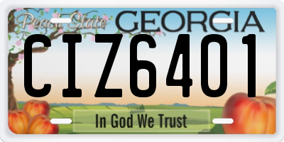 GA license plate CIZ6401