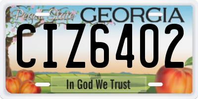 GA license plate CIZ6402