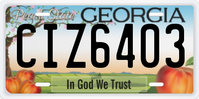 GA license plate CIZ6403