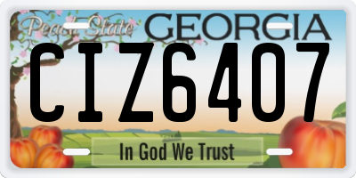 GA license plate CIZ6407