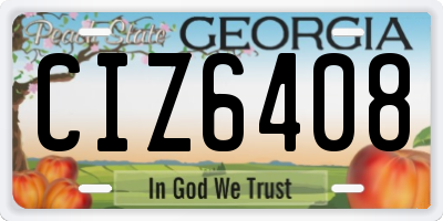 GA license plate CIZ6408
