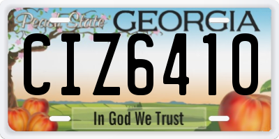 GA license plate CIZ6410