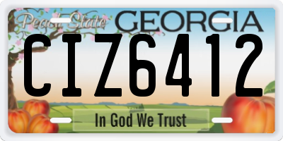 GA license plate CIZ6412