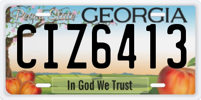 GA license plate CIZ6413