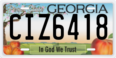 GA license plate CIZ6418