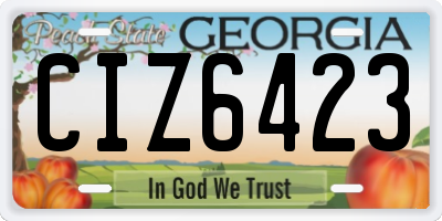GA license plate CIZ6423