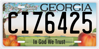 GA license plate CIZ6425