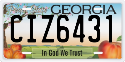 GA license plate CIZ6431