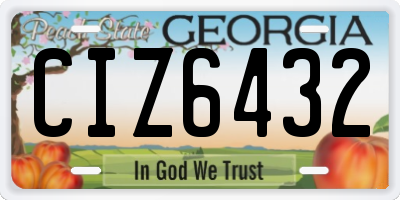 GA license plate CIZ6432