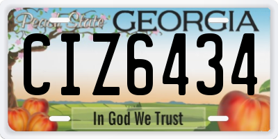 GA license plate CIZ6434