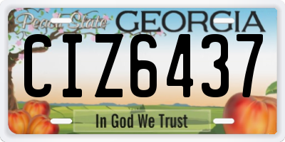 GA license plate CIZ6437