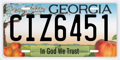 GA license plate CIZ6451