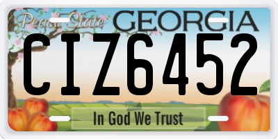 GA license plate CIZ6452