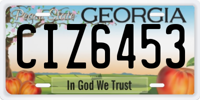 GA license plate CIZ6453