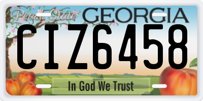 GA license plate CIZ6458