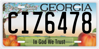 GA license plate CIZ6478