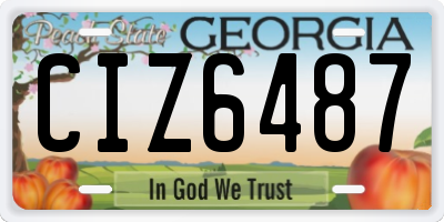 GA license plate CIZ6487