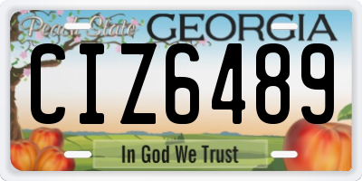 GA license plate CIZ6489