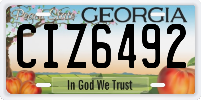 GA license plate CIZ6492