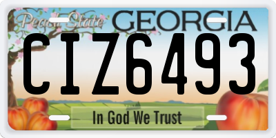 GA license plate CIZ6493