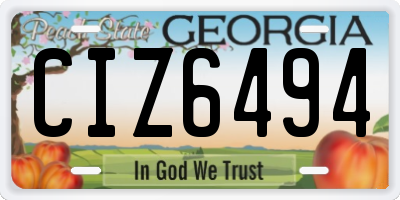 GA license plate CIZ6494