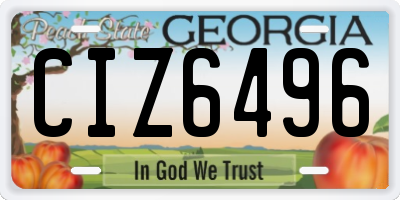 GA license plate CIZ6496