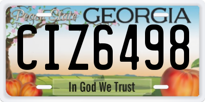 GA license plate CIZ6498