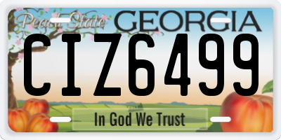 GA license plate CIZ6499