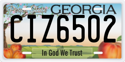 GA license plate CIZ6502