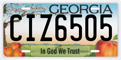 GA license plate CIZ6505