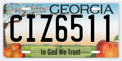 GA license plate CIZ6511