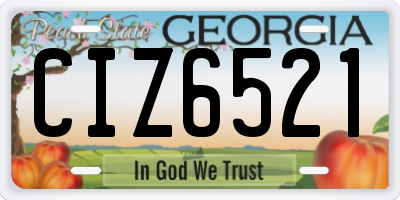 GA license plate CIZ6521