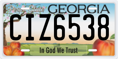 GA license plate CIZ6538