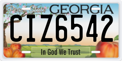 GA license plate CIZ6542