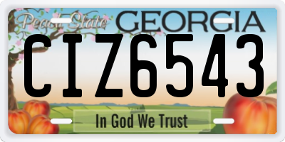 GA license plate CIZ6543