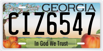 GA license plate CIZ6547