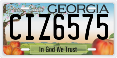 GA license plate CIZ6575