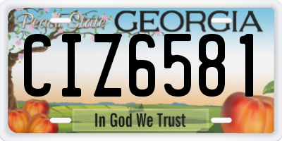 GA license plate CIZ6581