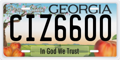 GA license plate CIZ6600