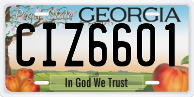 GA license plate CIZ6601