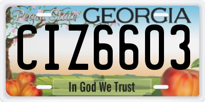 GA license plate CIZ6603