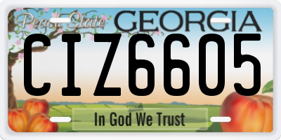GA license plate CIZ6605