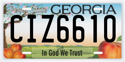 GA license plate CIZ6610
