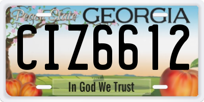 GA license plate CIZ6612