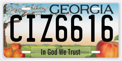GA license plate CIZ6616