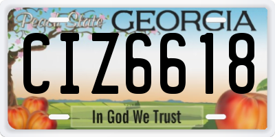 GA license plate CIZ6618